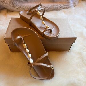 NWT & Box SA By Anthropologie Toe-Loop Stone Sandals in Natural/BRN – Size 7